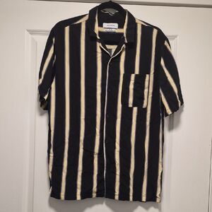 Urban Outfitters Black and Yellow Striped Casual Shirt
